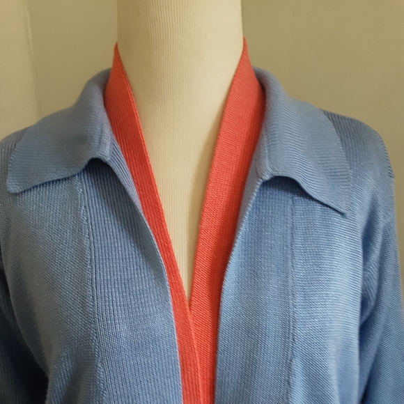 VTG 2 PIECE BUNDLE FIA ITALIA HANDLOOMED CORAL & PERIWINKLECROP CARDIAG - Picture 3 of 8